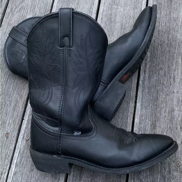 Justin Basic Leather Boots Mens Size 13D Style #JB1104 Black Cowboy Western Work - Picture 11 of 12